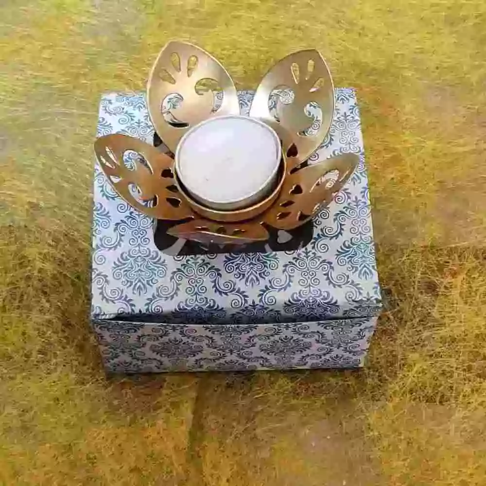 Flower metal t light holder for diwali home decor